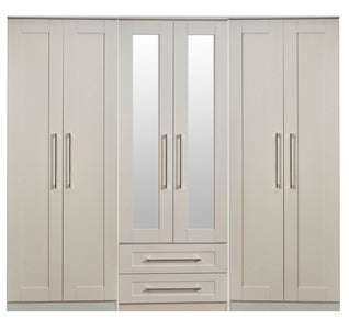 YOR192 Tall 6 Door 2 Drawer Centre Mirror Robe