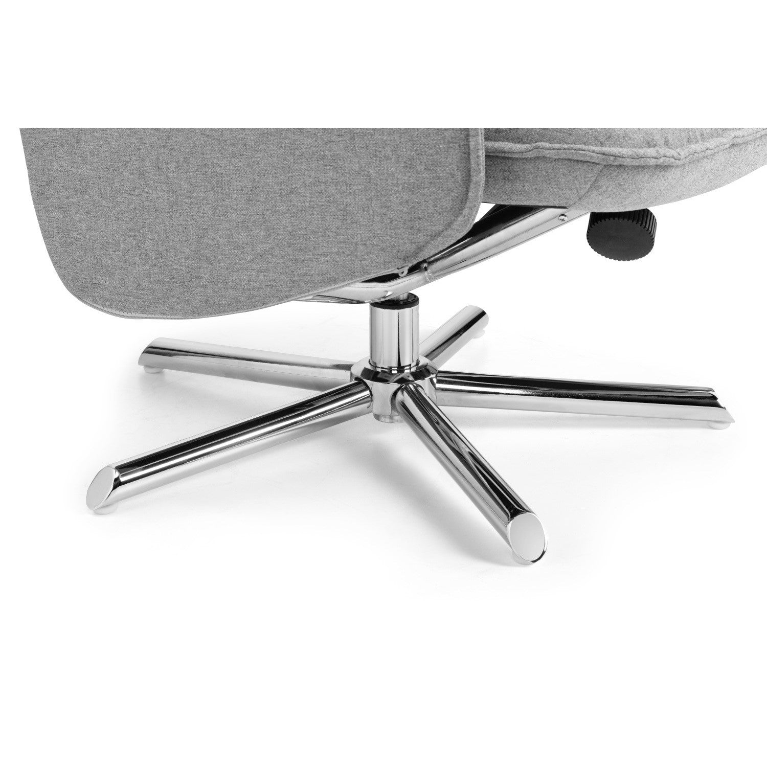 Aria Recliner & Stool With Chrome Base - Grey Linen