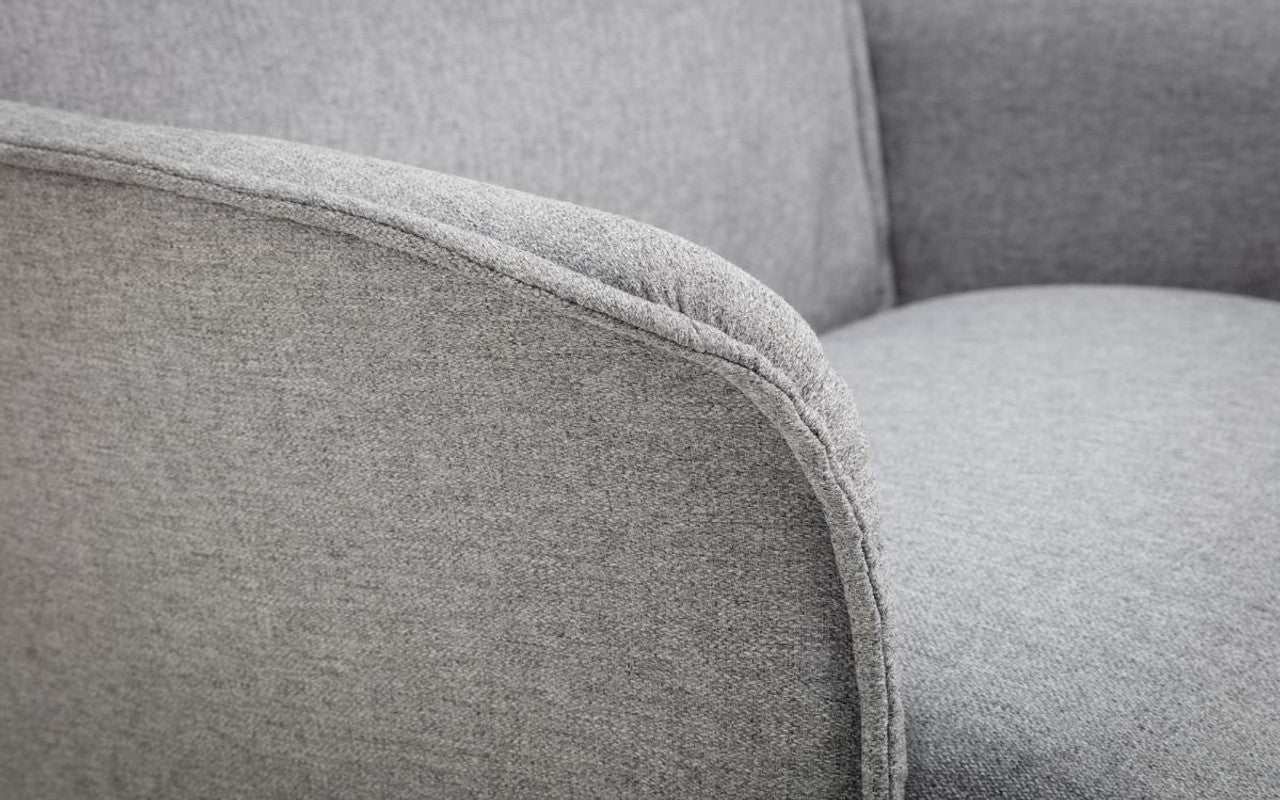 Aria Recliner & Stool With Chrome Base - Grey Linen