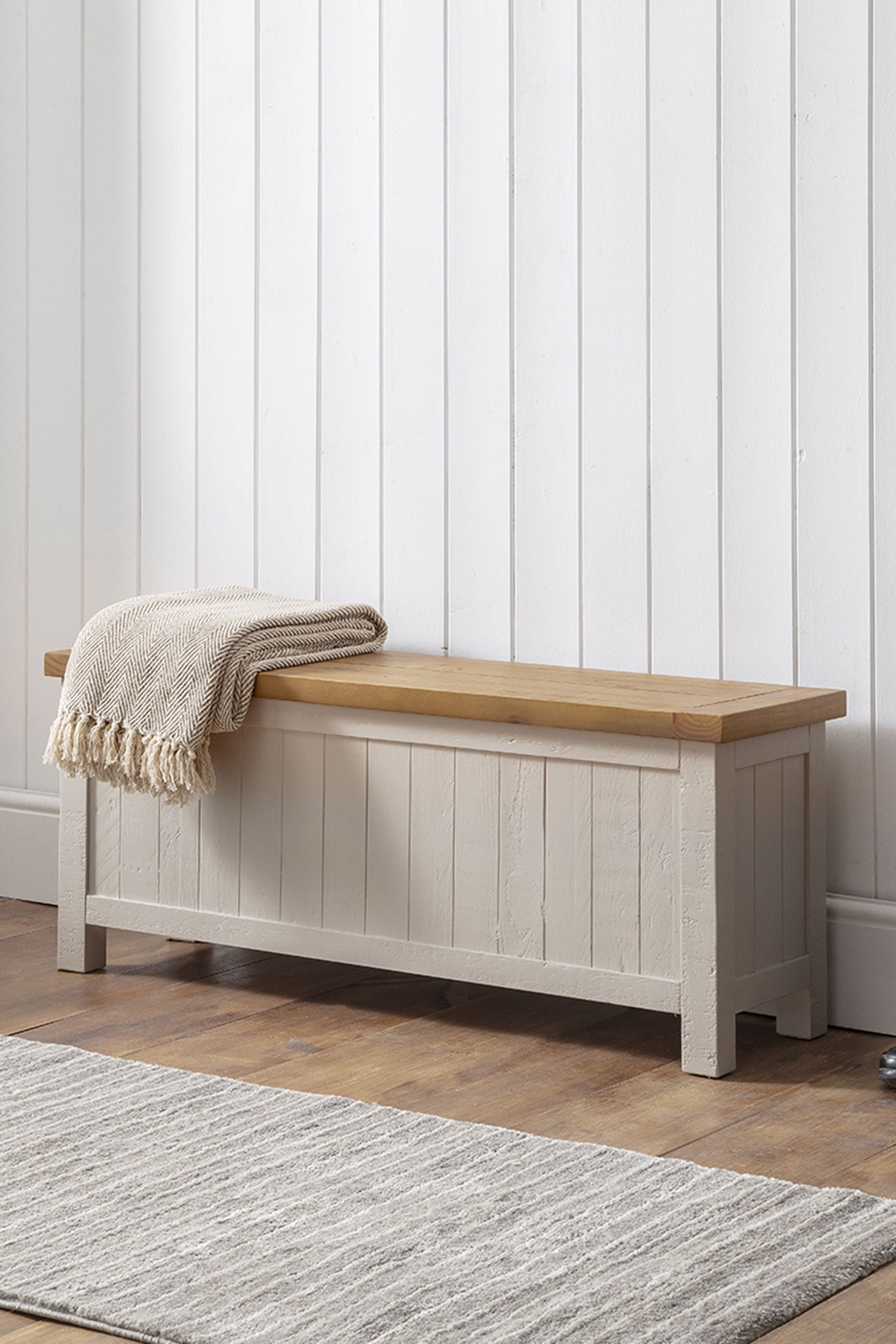 Aspen Storage Bench - Grey Wash