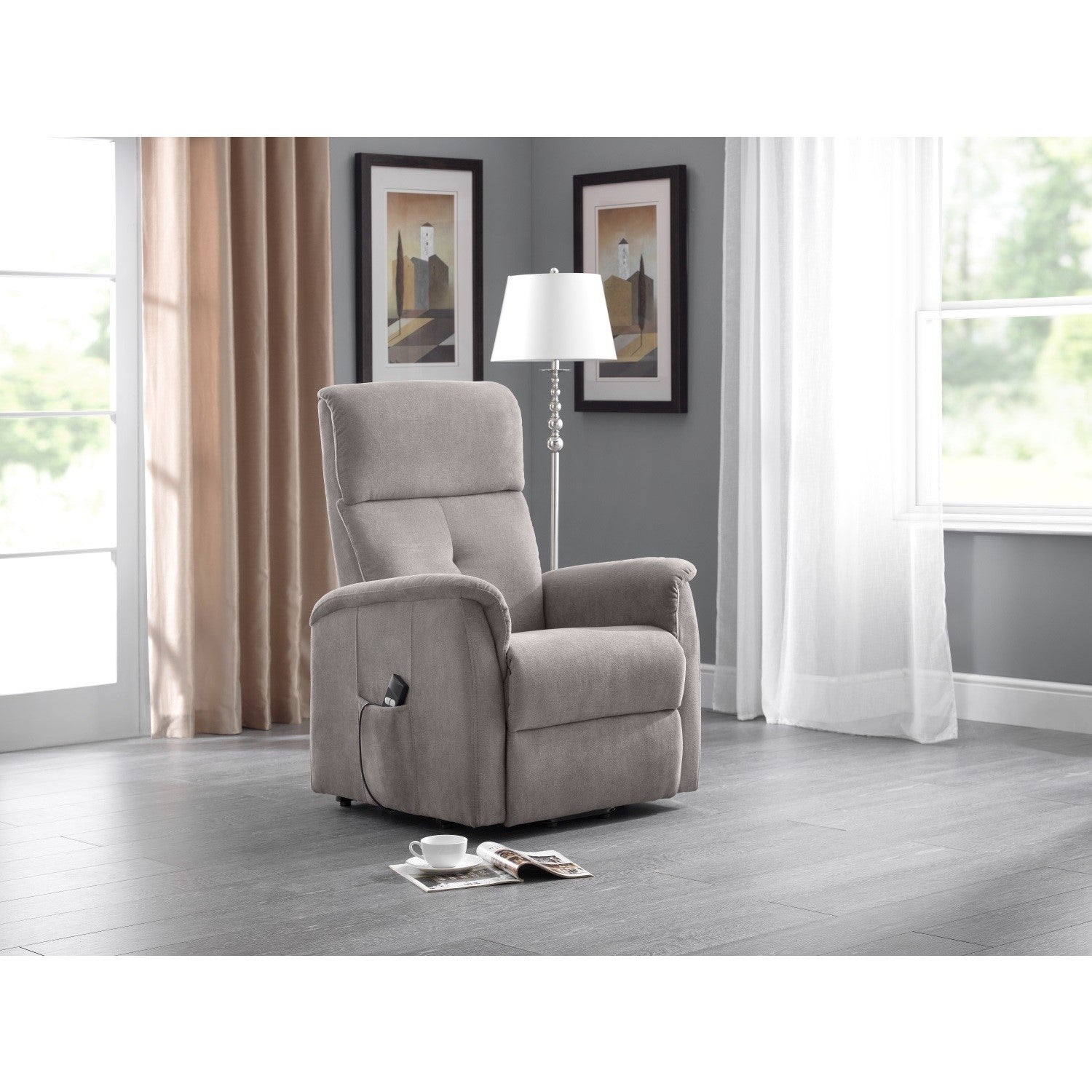 Ava Rise And Recline Chair Taupe Fabric