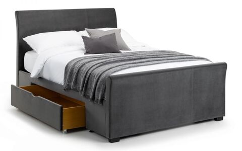 Capri Bed With Drawers Dark Grey Velvet 180Cm