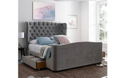 Downton Velvet 2 Drw Storage Bed 150Cm - Slate