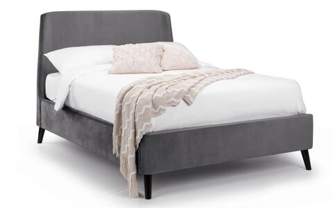 Frida Curved Velvet Bed 150Cm - Grey
