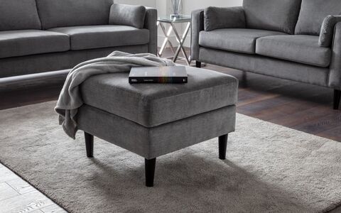 Hayward Ottoman - Grey Chenille Fabric