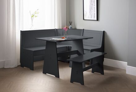 Newport Corner Dining Set With Storage Bench - Anthracite