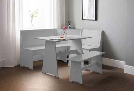 Newport Corner Dining Set With Storage Bench - Dove Grey