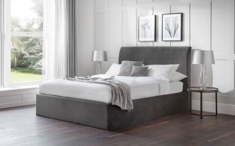 Sanderson Diamond Quilted Velvet Ottoman Bed 180Cm