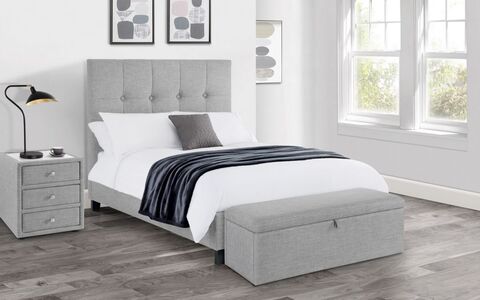 Sorrento High Headboard Bed 150Cm - Light Grey